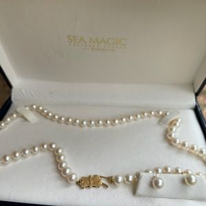 Pearl necklace and earrings
